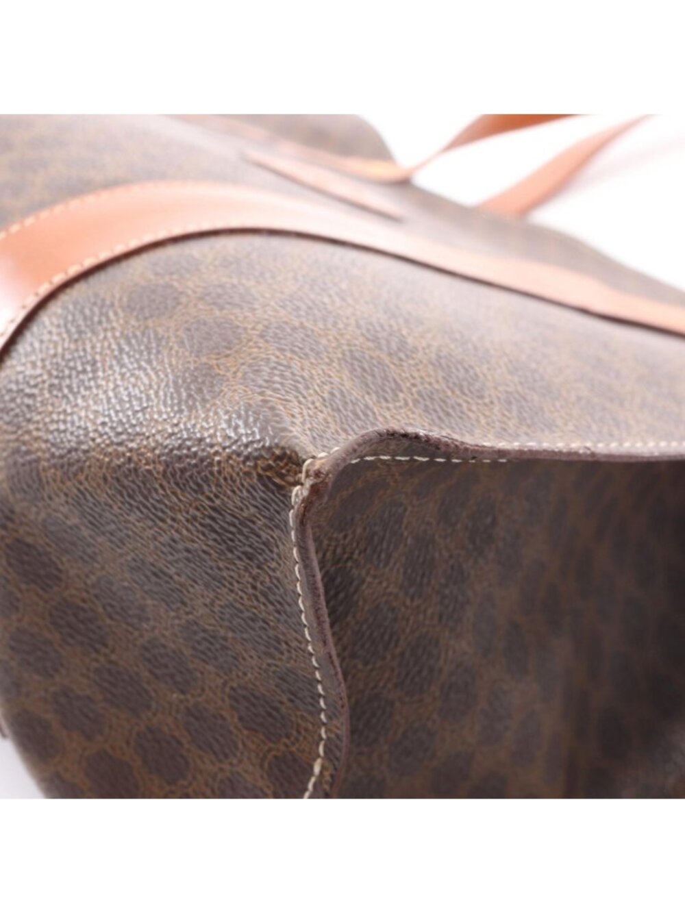 Celine Tote Macadam Dark Brown Canvas Leather - Picture 5 of 11